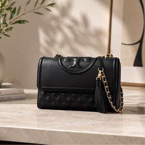 🖤 Tory Burch Fleming Small Convertible Shoulder Bag Purse gold chain 75576 NEW